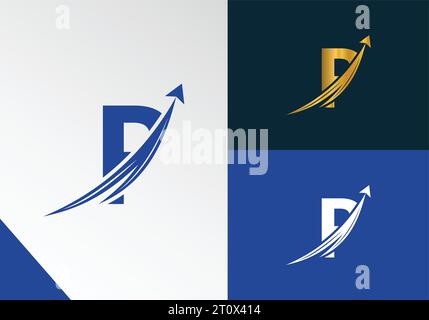 Buchstabe P mit Finance Logo-Konzept. Marketing and Growth Arrow Financial Business Logo Design Stock Vektor