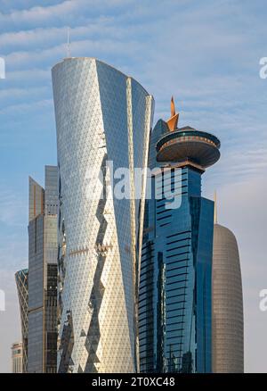 Al Bidda Tower und World Trade Center Gebäude, Doha, Katar Stockfoto