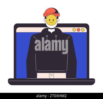 Identitätsdiebstahl auf Laptop-Flachbild-Konzept-Vektor-Spot-Illustration Stock Vektor