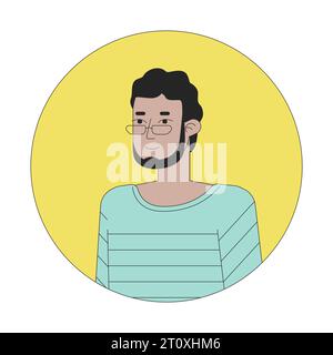 Bartbrille Erwachsener Mann stehend 2D Linie Vektor Avatar Illustration Stock Vektor