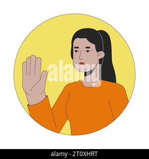 Elegante arabische Frau Hallo Welle 2D Linie Vektor Avatar Illustration Stock Vektor