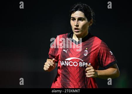 Mailand, Italien. Oktober 2023. Milano, Italia, 07.10.23 Marta Mascarello (12 AC Milan) während des Frauenspiels der Serie A zwischen AC Milan und Juventus FC im Vismara Sports Center in Mailand, Italia Soccer (Cristiano Mazzi/SPP) Credit: SPP Sport Press Photo. /Alamy Live News Stockfoto