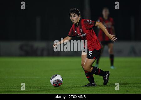 Mailand, Italien. Oktober 2023. Milano, Italia, 07.10.23 Marta Mascarello (12 AC Milan) während des Frauenspiels der Serie A zwischen AC Milan und Juventus FC im Vismara Sports Center in Mailand, Italia Soccer (Cristiano Mazzi/SPP) Credit: SPP Sport Press Photo. /Alamy Live News Stockfoto