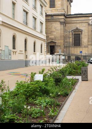 Paris, Frankreich - 11. Mai 2023: Kürzlich neu gestaltete Promenade in der Nähe des Gare du Nord Stockfoto