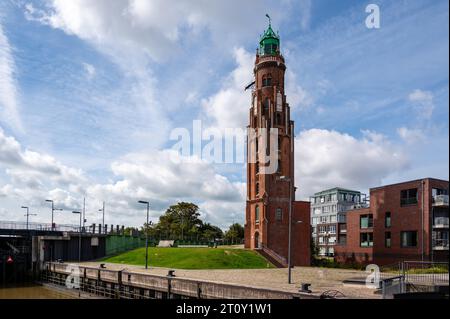 Oberfeuer, alter Leuchtturm in Bremerhaven Stockfoto