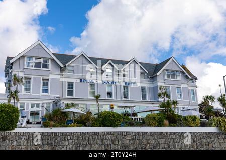 Falmouth Cornwall, das Royal Duchy Hotel ist ein 4-Sterne-Hotel in Falmouth mit Blick auf das Meer, England, Großbritannien Stockfoto