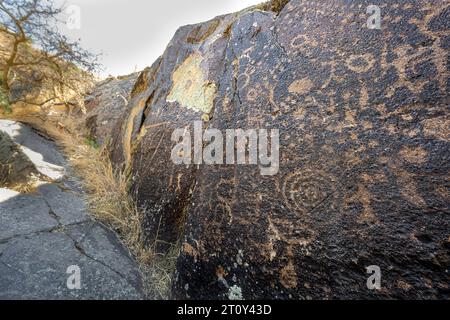 Petroglyphen im Nez Perce National Historical Park, WA Stockfoto