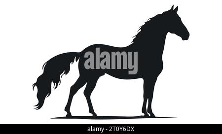 Schwarze Silhouette eines Pferdes. Vektorillustration isoliert auf weißem Hintergrund. Stock Vektor
