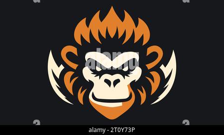Design-Vorlage für Affenkopf-Logo. Vektorillustration auf weißem Hintergrund. Stock Vektor