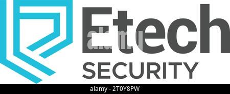 Minimalistisches Mark E Tech Security Logo-Design Stock Vektor