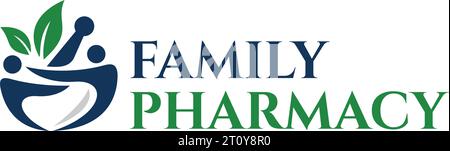 Moderne FAMILIENAPOTHEKE mit Leaf People-Logo Stock Vektor