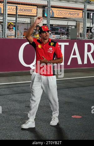 Oktober 2023, Losail International Circuit, Doha, Formel 1 Qatar Airways Qatar Grand Prix 2023, im Bild Carlos Sainz Jr. (ESP), Scuderia Ferrari Stockfoto