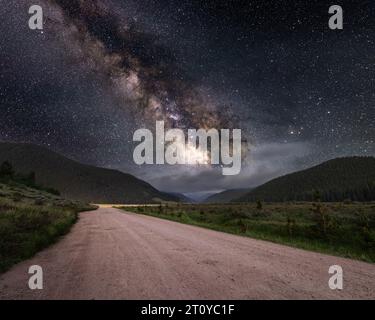 Milchstraße-Galaxie im Bergtal Park County, Colorado Stockfoto
