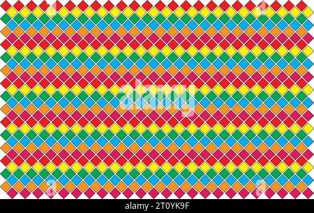 Abstrakte Dimond-Wandhintergrundtextur mit geometrischem Vektor-Illustrator. Farbdesign mit quadratischem Drahtzaun. Quadratisches Netzmuster. Stock Vektor