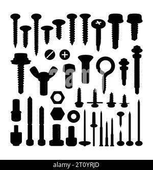 Silhouette des Schrauben- und Schraubenwerkzeugs Stock Vektor