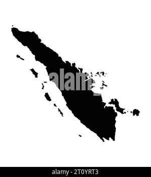 Sumatra Indonesien Insel Karte Silhouette Region Gebiet, schwarze Form Stil Illustration Stock Vektor