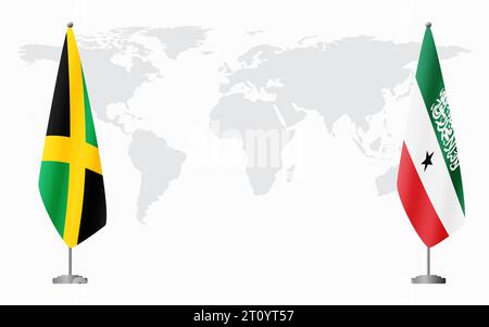 Jamaika und Somaliland Flaggen für offizielle Treffen vor dem Hintergrund der Weltkarte. Stock Vektor