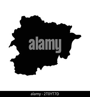 Andorra Insel Karte Silhouette Region Gebiet, schwarze Form Stil Illustration Stock Vektor