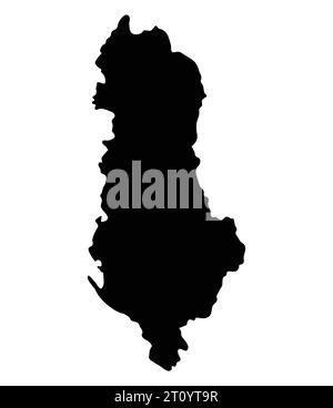 Albanien Insel Karte Silhouette Region Gebiet, schwarze Form Stil Illustration Stock Vektor