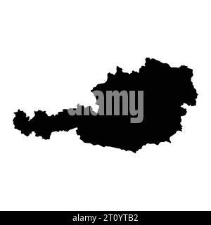 Österreich Inselkarte Silhouette Region Gebiet, schwarze Form Stil Illustration Stock Vektor