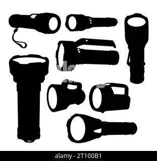 Silhouette des Taschenlampengeräts Stock Vektor