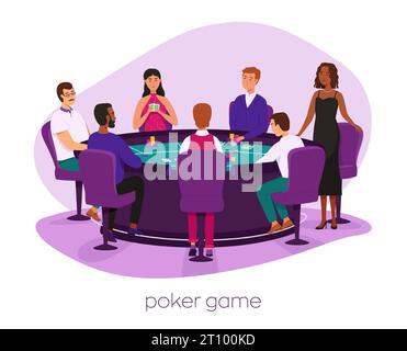 Casino, Spielhaus flache Vektor-Illustration. Leute spielen Karten. Glücksspielbranche. Für Design-Poker-Websites. Stock Vektor