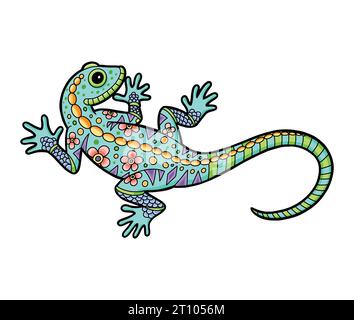 Eidechse mit Blumenschmuck-Illustration Stock Vektor