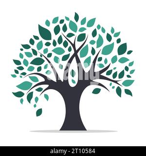 Baumlogo. Baumsymbol isoliert. Niedliches Baumsymbol mit Blättern. Vektorabbildung. Stock Vektor