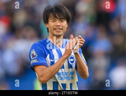 Brighton, Großbritannien. Oktober 2023. Okt. 2023 - Brighton & Hove Albion gegen Liverpool - Premier League - Amex Stadium. Brightons Kaoru Mitoma während des Premier League-Spiels gegen Liverpool. Bildnachweis: Mark Pain / Alamy Live News Stockfoto