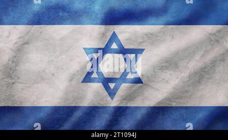 Verwitterte Flagge Israels, rauer Zustand winkelt Stockfoto