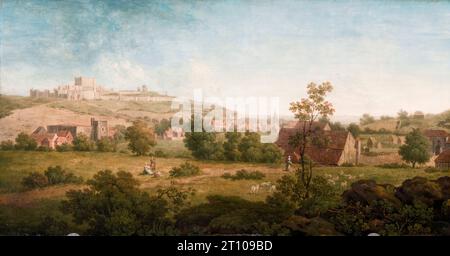 Landschaft mit Dover Castle in der Ferne, Ölgemälde auf Tafel von Arthur Nelson, um 1767 Stockfoto