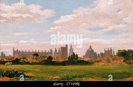 Ein Blick auf Oxford, Landschaftsgemälde in Öl auf Mühlenbrett von William Turner aus Oxford, um 1850 Stockfoto