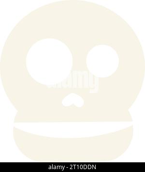 Festliches, gruselig lächelndes Totenkopf-Symbol. Aufkleber mit festlichen Abzeichen für Feiertage. Dekoratives lächelndes Schädelelement für die Schrottbuchung, Grußkarte, Partyeinladung Stock Vektor