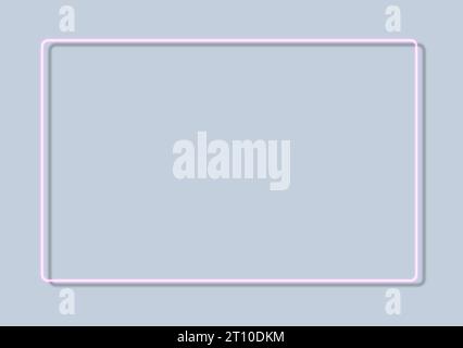 Kreatives fluoreszierendes Farblayout aus rosafarbenem Neonrahmen auf hellgrauem Hintergrund. Neonfarben in flachen Lagen. Minimale Randzusammensetzung. 3D-Rendering. Stockfoto