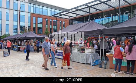 Warrington Town Centre Makers Market, jeden zweiten Sonntag, findet im 2 Time Square, Warrington, Cheshire, England, Vereinigtes Königreich statt. WA1 2NT Stockfoto