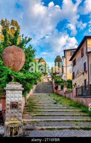 Brunnen der Carlotta und die Treppe des Liebhabers in Garbatella, Rom, Italien Stockfoto