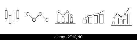 Gewinnwachstumsdiagramm. Set von linearen Symbolen für Wachstumsdiagramme. Umsatzsymbole. Finanzdiagramm für Unternehmenswachstum. Vektorabbildung Stock Vektor