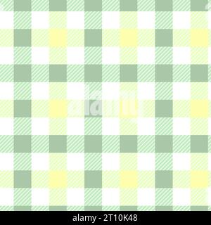 Pastell Tischdecke Gingham Vektor nahtlose Muster. Grüner gelber Hintergrund. Cottagecore Garden Design. Homestead Farmhouse Sommer Grafik Zurück Stock Vektor