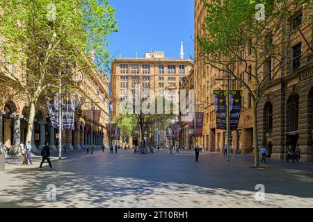 Der Fußgänger Martin Place im zentralen Geschäftsviertel von Sydney, New South Wales, Australien Stockfoto
