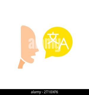 Symbol für die Sprachbarriere. Kommunikation, Sprache, Vokabular, Lernen, Ausländer, Tourismus. Vektorfarbsymbol auf weißem Hintergrund für Unternehmen und Stock Vektor