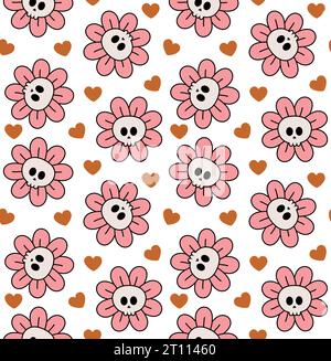 Vektor-nahtloses Muster von groovigem Blumenkopf Stock Vektor