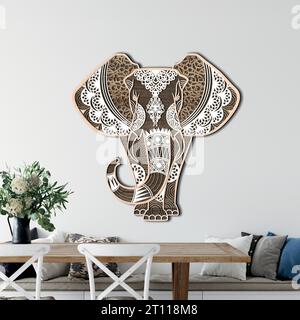 ELEPHANT Multilayer Digital Laser Cut ist speziell für Laserschnitte, CNC-Fräsmaschinen und andere Schneidemaschinen vorbereitet. Stock Vektor