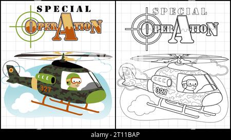 Malbuch des Militärhubschraubers Stock Vektor