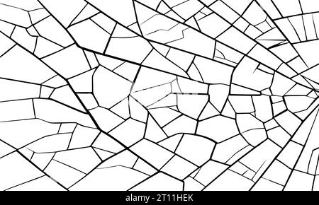 Weißer Hintergrund mit schwarzen Rissen. Vektorsilhouette von Rissen in Glas. Schwarze Risse isoliert auf weißem Hintergrund. Element für die Konstruktion. Stock Vektor