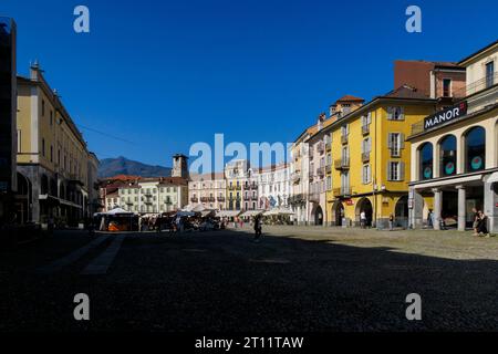 Piazza Grande di Locarno in Locarno, Kanton Tessin, Schweiz, Europa Stockfoto