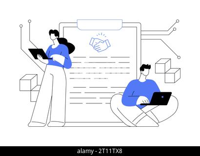 Abstrakte Konzeptvektorillustration für Smart Contract. Stock Vektor