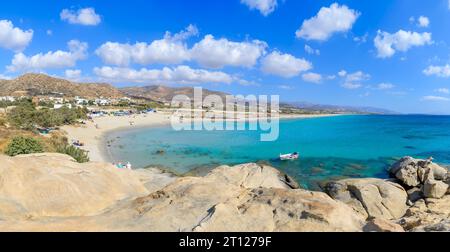 Landschaft mit Mikri Vigla Strand, Naxos Insel, Griechenland Kykladen Stockfoto