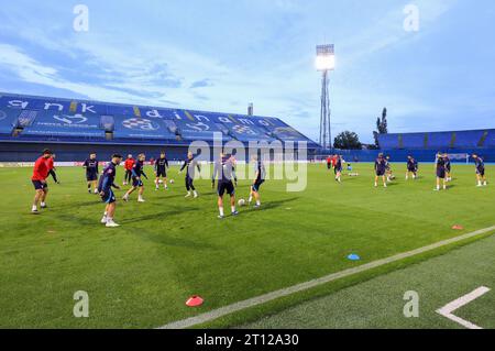 Zagreb, Kroatien. Oktober 2023. Spieler aus Kroatien während eines Trainings im Maksimir-Stadion am 10. Oktober 2023 in Zagreb, Kroatien. Kroatien spielt in der EM 2024 gegen die Türkei und Wales. Foto: Jurica Galoic/PIXSELL Credit: Pixsell/Alamy Live News Stockfoto