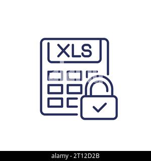 Symbol für XLS-Dokumentzeile schützen Stock Vektor