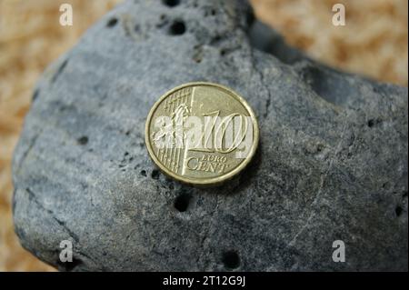 Die Rückseite der 10-Euro-Cent-Münze. Währung der Eurozone Stockfoto